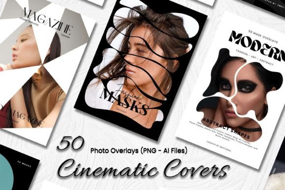 50 Cinematic Cover Overlays Clip Mask for Modern Design